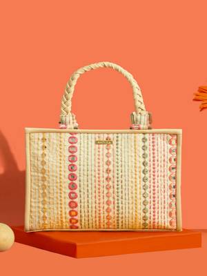 Multicolor silk embroidered tote bag 2