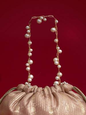 Pink silk floral embroidered potli bag 5