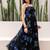 Black heavy digital printed faux georgette gown style