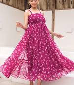 Magenta heavy digital printed faux georgette gown style