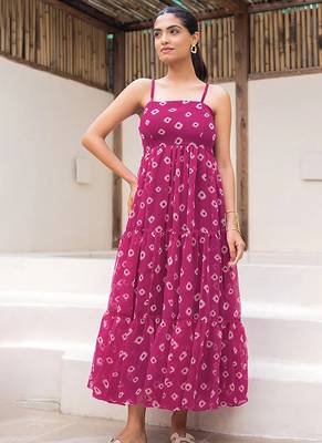 Magenta heavy digital printed faux georgette gown style 2