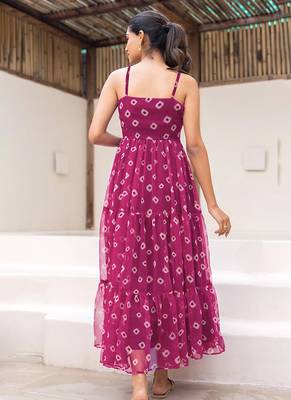 Magenta heavy digital printed faux georgette gown style 3