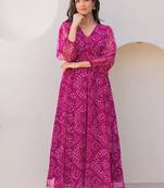 Magenta heavy digital printed faux georgette gown style