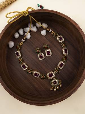 Multicolor flower necklace set 1