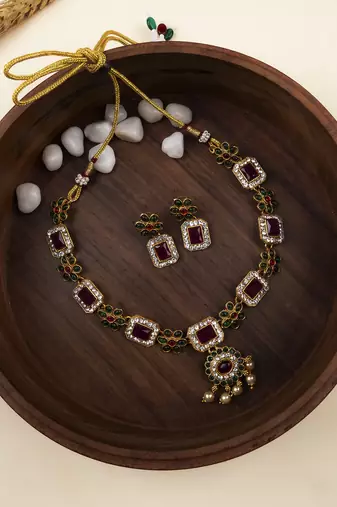 Multicolor flower necklace set