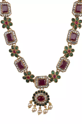 Multicolor flower necklace set
