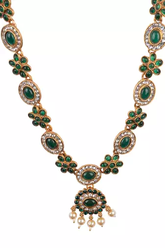 Green flower necklace set