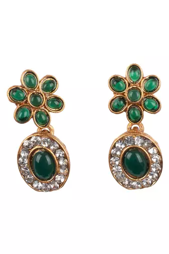 Green flower necklace set