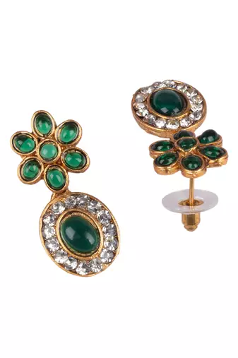 Green flower necklace set