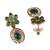 Green flower necklace set