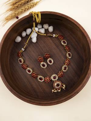 Red flower necklace set 1