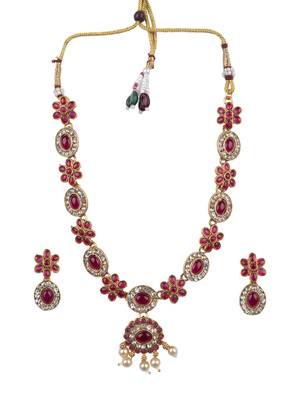 Red flower necklace set 2
