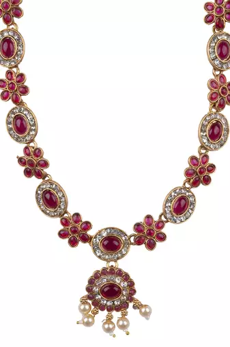 Red flower necklace set
