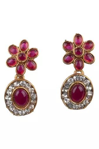Red flower necklace set