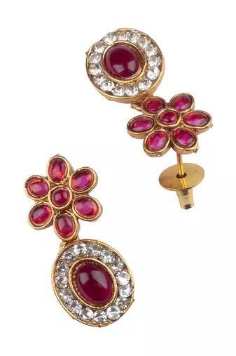 Red flower necklace set