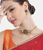 Minimalist green kemp floral choker set