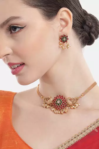 Minimalist multicolor kemp floral choker set