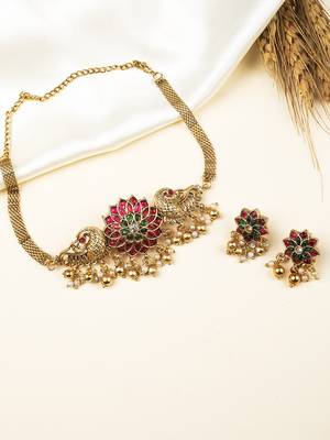 Minimalist multicolor kemp floral choker set 2