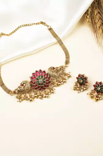 Minimalist multicolor kemp floral choker set