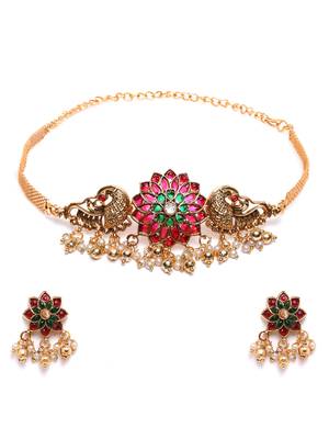 Minimalist multicolor kemp floral choker set 3