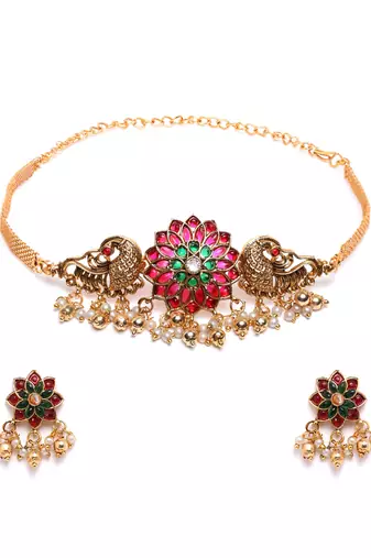 Minimalist multicolor kemp floral choker set