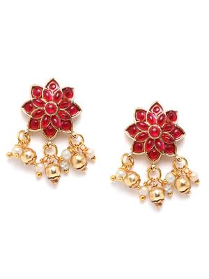 Minimalist red kemp floral choker set 4