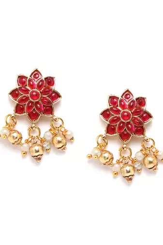 Minimalist red kemp floral choker set