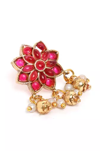 Minimalist red kemp floral choker set