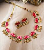 Divine petal inspired pink necklace set