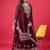 Maroon color faux georgette embroidery work sharara set