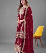 Rani Color faux georgette embroidery work sharara set