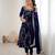 Blue color hevay faux georgette embroidery work gown
