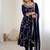 Blue color hevay faux georgette embroidery work gown