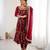Maroon color hevay faux georgette embroidery work gown
