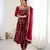 Maroon hevay faux georgette embroidery work gown