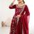 Maroon color hevay faux georgette embroidery work gown