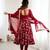 Maroon color hevay faux georgette embroidery work gown