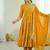 Yellow color hevay faux georgette embroidery work gown