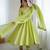Pista green color heavy crunchy silk embroidery work gown