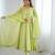 Pista green color heavy crunchy silk embroidery work gown
