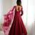 Maroon color crunchy silk embroidery work gown