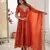 Orange faux georgette embroidery work wedding wear gown
