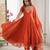 Orange color faux georgette embroidery work wedding wear gown