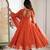 Orange color faux georgette embroidery work wedding wear gown