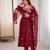 Maroon color crunchy silk embroidery work wedding wear gown