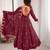 Maroon color crunchy silk embroidery work wedding wear gown