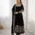Black heavy georgette wedding wear embroidery work long gown