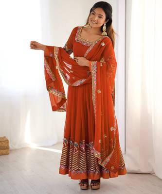 Fenta heavy georgette wedding wear embroidery work long gown 3