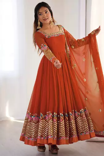 Fenta heavy georgette wedding wear embroidery work long gown