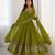 Green color heavy georgette wedding wear embroidery work long gown